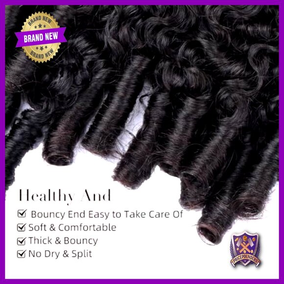 Burmese Curly Human Hair Bundles 16-20in 3C4A Water Wave Quick Weave